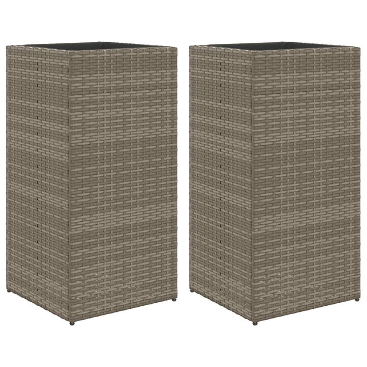 Plantenbakken 2 st 40x40x80 cm poly rattan grijs