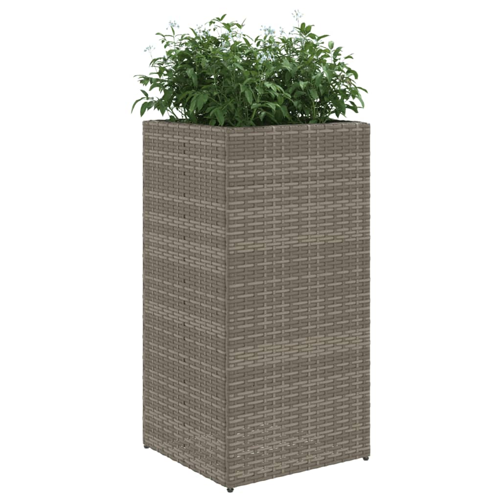 Plantenbakken 2 st 40x40x80 cm poly rattan grijs