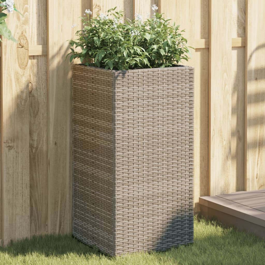 Plantenbakken 2 st 40x40x80 cm poly rattan grijs