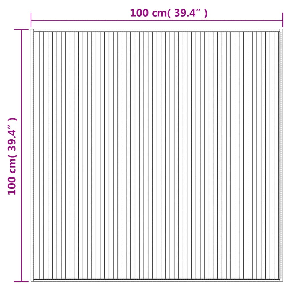 Vloerkleed vierkant 100x100 cm bamboe zwart