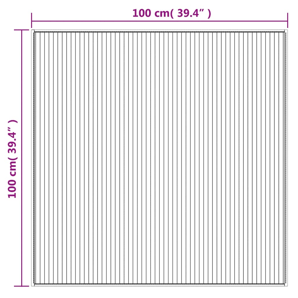 Vloerkleed vierkant 100x100 cm bamboe donkerbruin