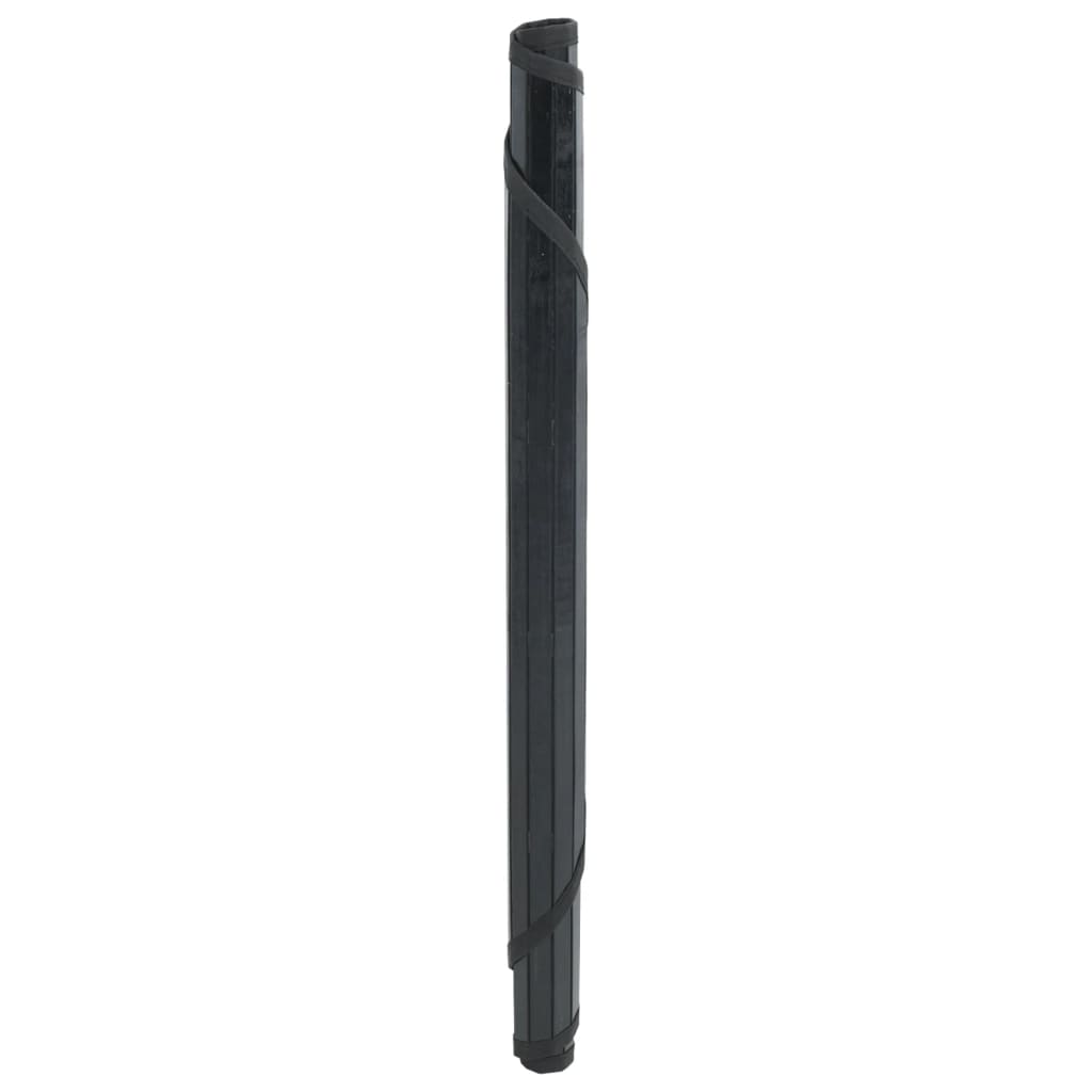 Vloerkleed rond 100 cm bamboe zwart