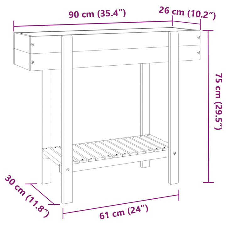 Plantenbak verhoogd 90x30x75 cm massief acaciahout