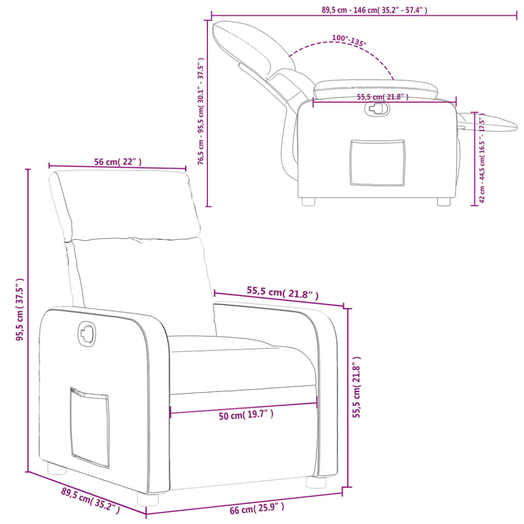 Fauteuil verstelbare stof donkerbruin