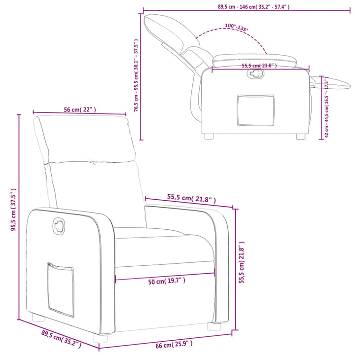 Fauteuil verstelbaar stof taupe