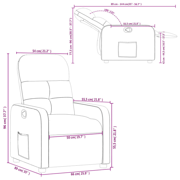 Fauteuil verstelbaar stof zwart