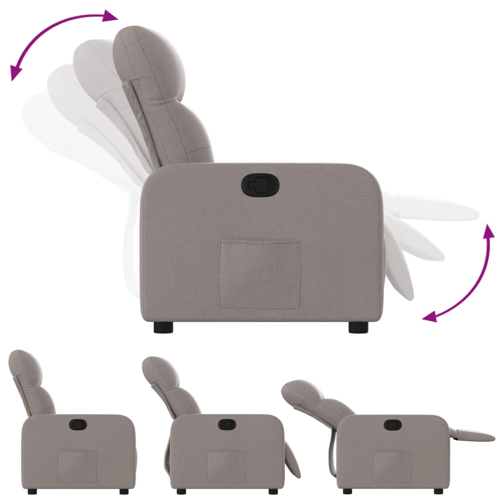 Fauteuil verstelbaar stof taupe