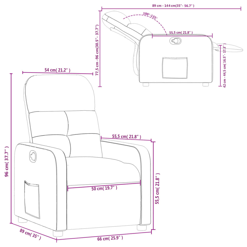 Fauteuil verstelbare stof taupe