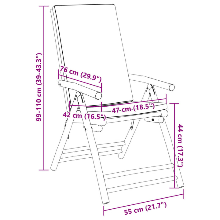 Bistrostoelen 2 st inklapbaar met kussens bamboe crèmewit