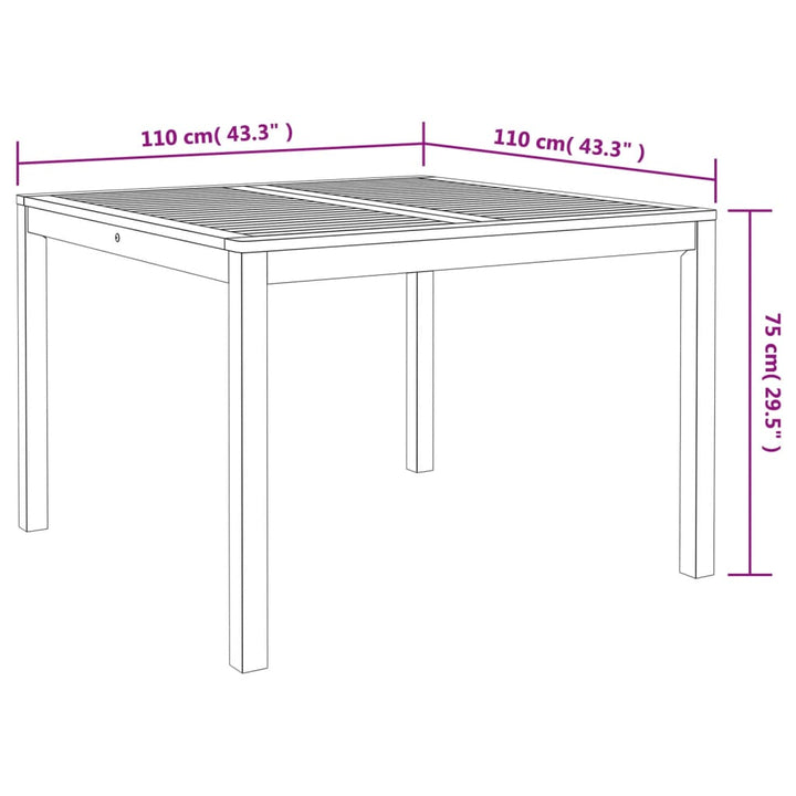 Tuintafel 110x110x75 cm massief acaciahout