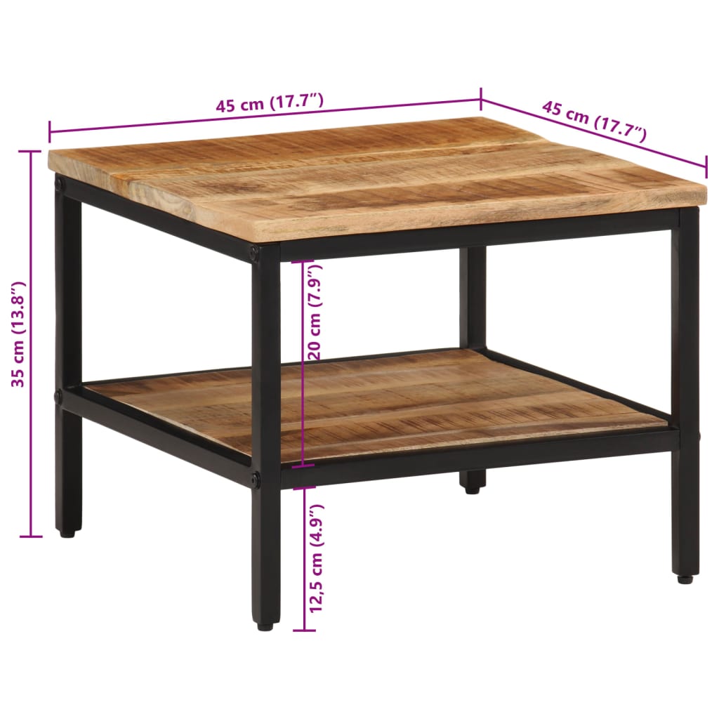 Salontafel 45x45x35 cm massief ruw mangohout