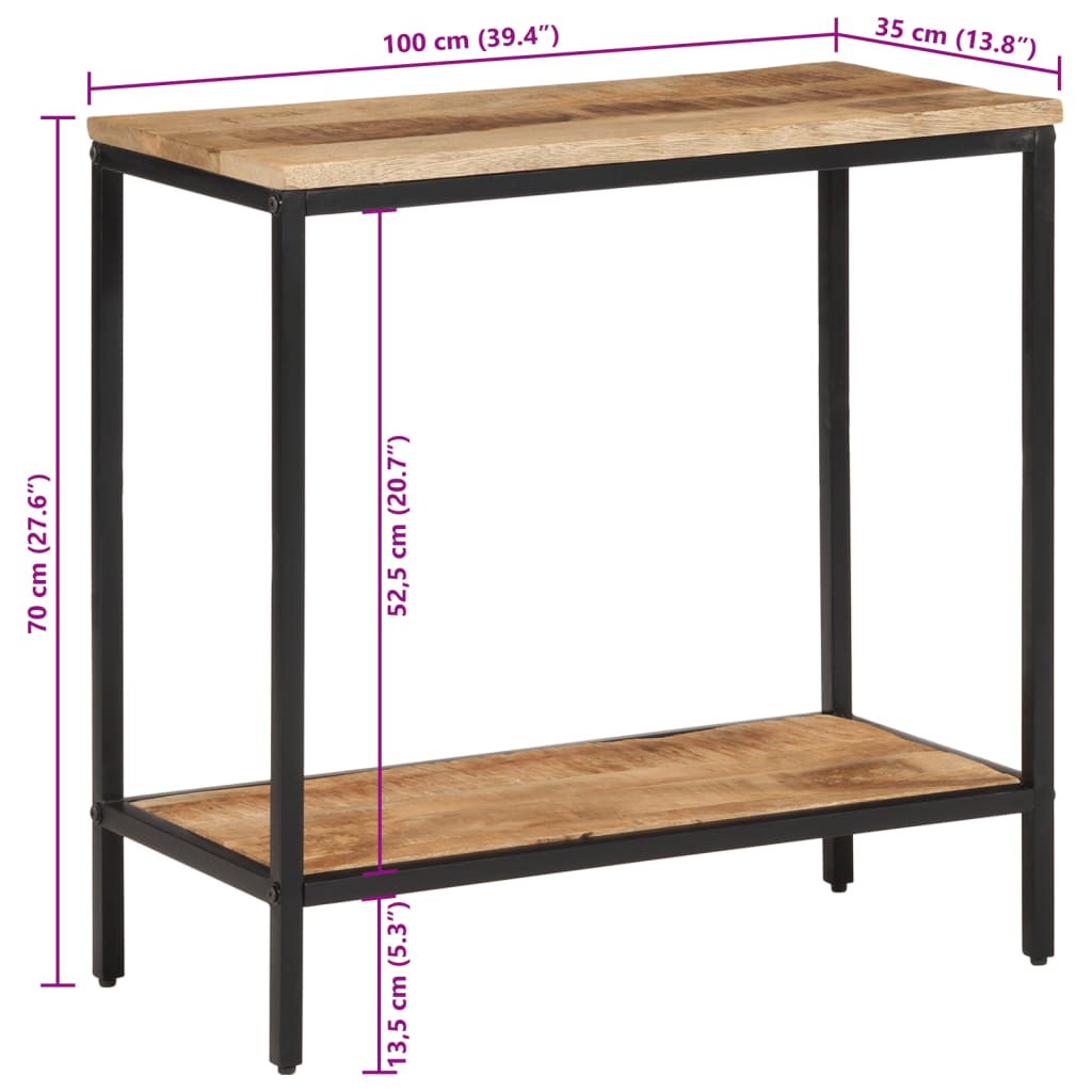 Wandtafel 100x35x70 cm massief ruw mangohout