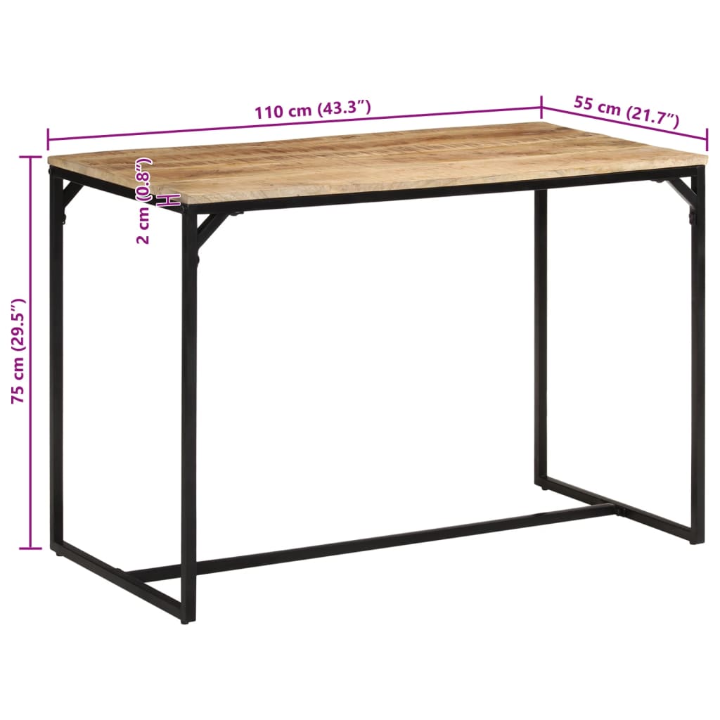 Eettafel 110x55x75 cm massief ruw mangohout