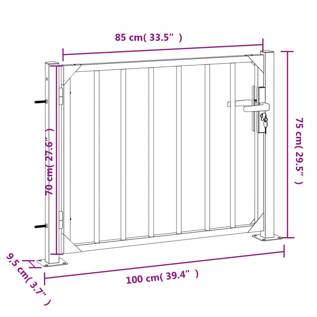 Poort 100x75 cm roestvrij staal