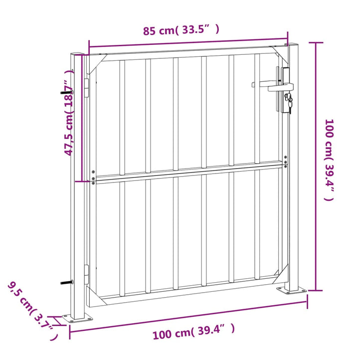 Poort 100x100 cm roestvrij staal