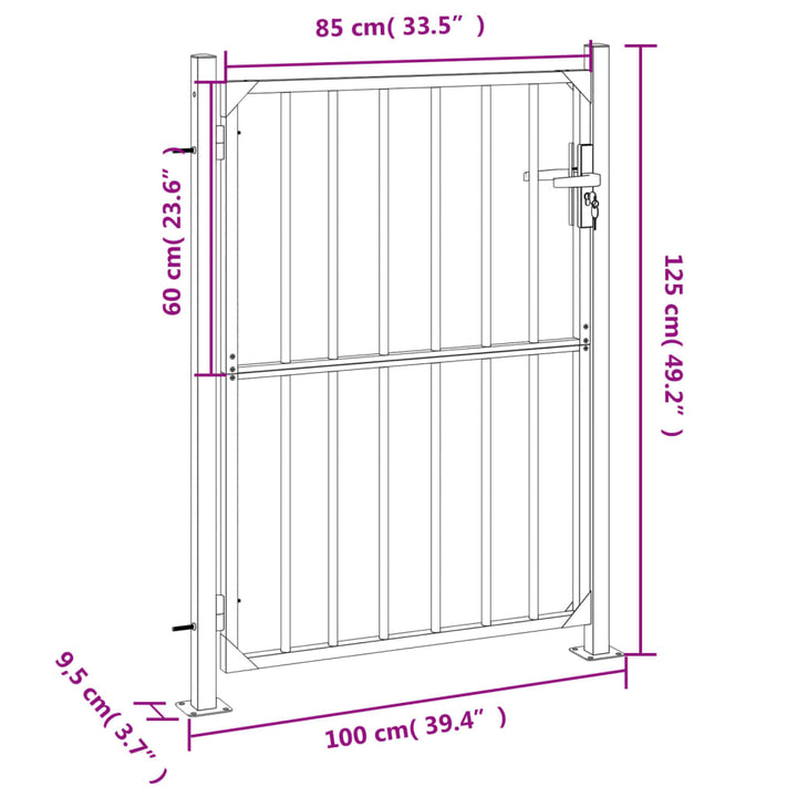 Tuinpoort 100x125 cm roestvrij staal