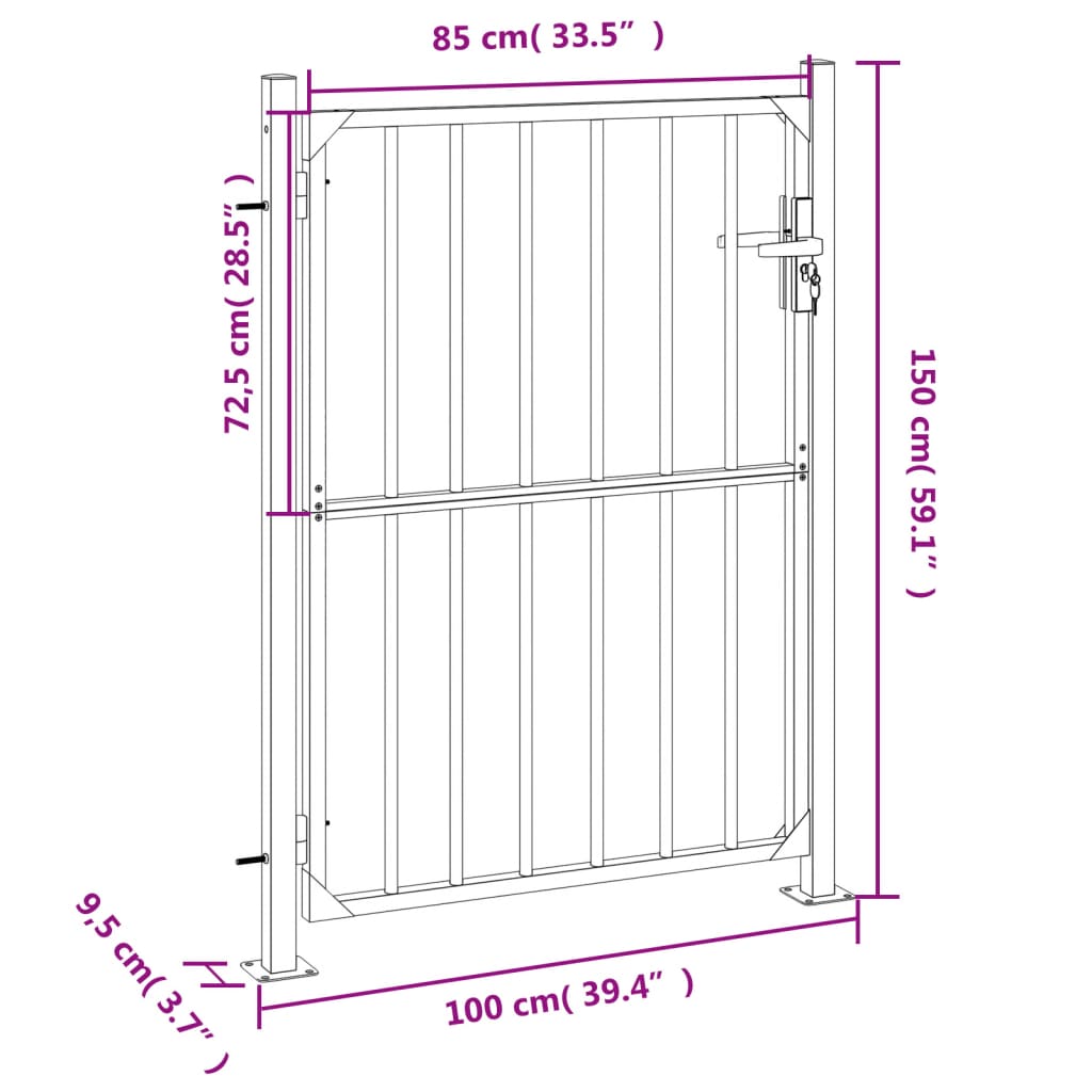 Tuinpoort 100x150 cm roestvrij staal