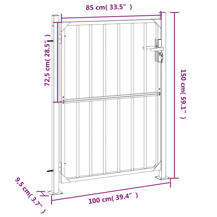 Tuinpoort 100x150 cm roestvrij staal