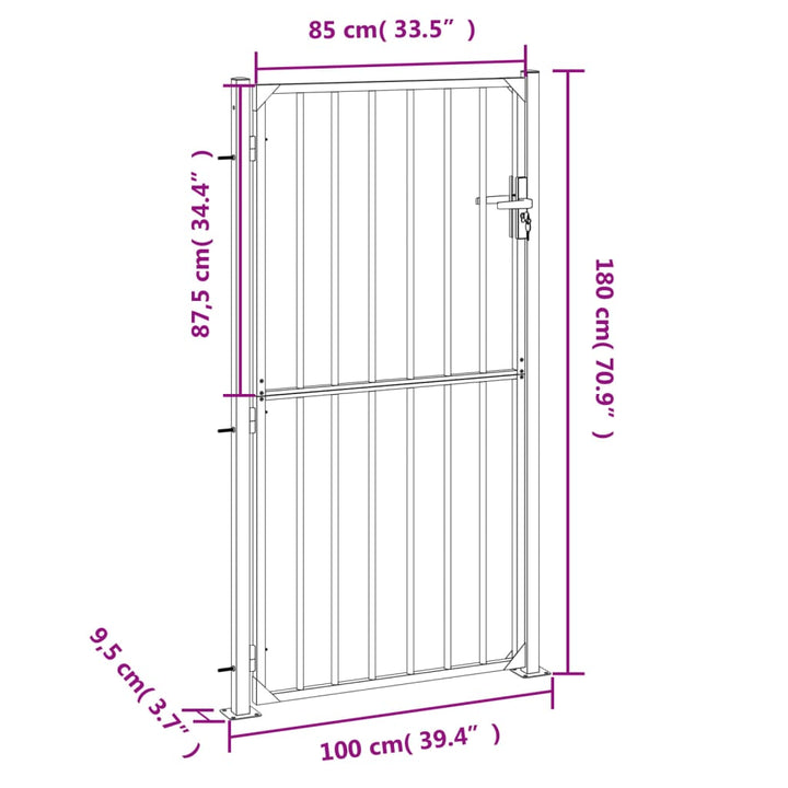 Poort 100x180 cm roestvrij staal