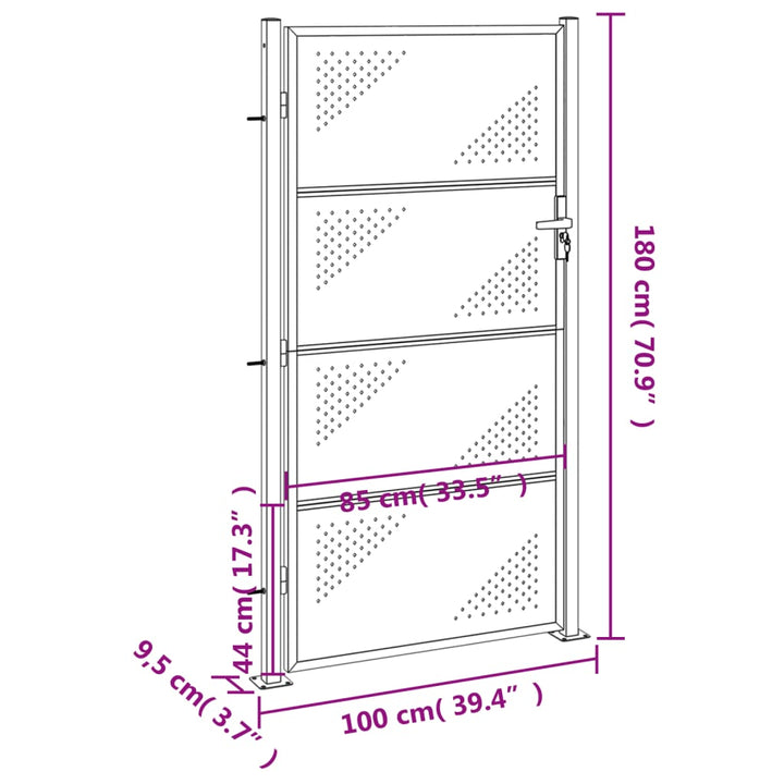 Poort 100x180 cm roestvrij staal