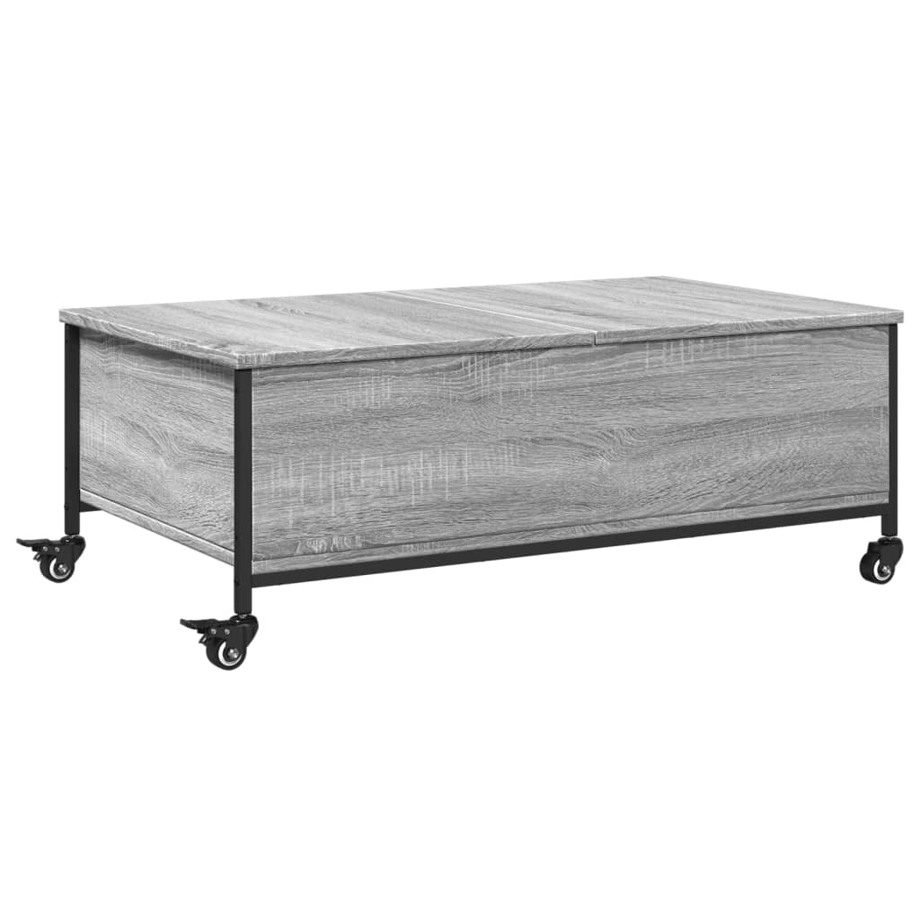 Salontafel met wielen 91x55x34 cm bewerkt hout grijs sonoma