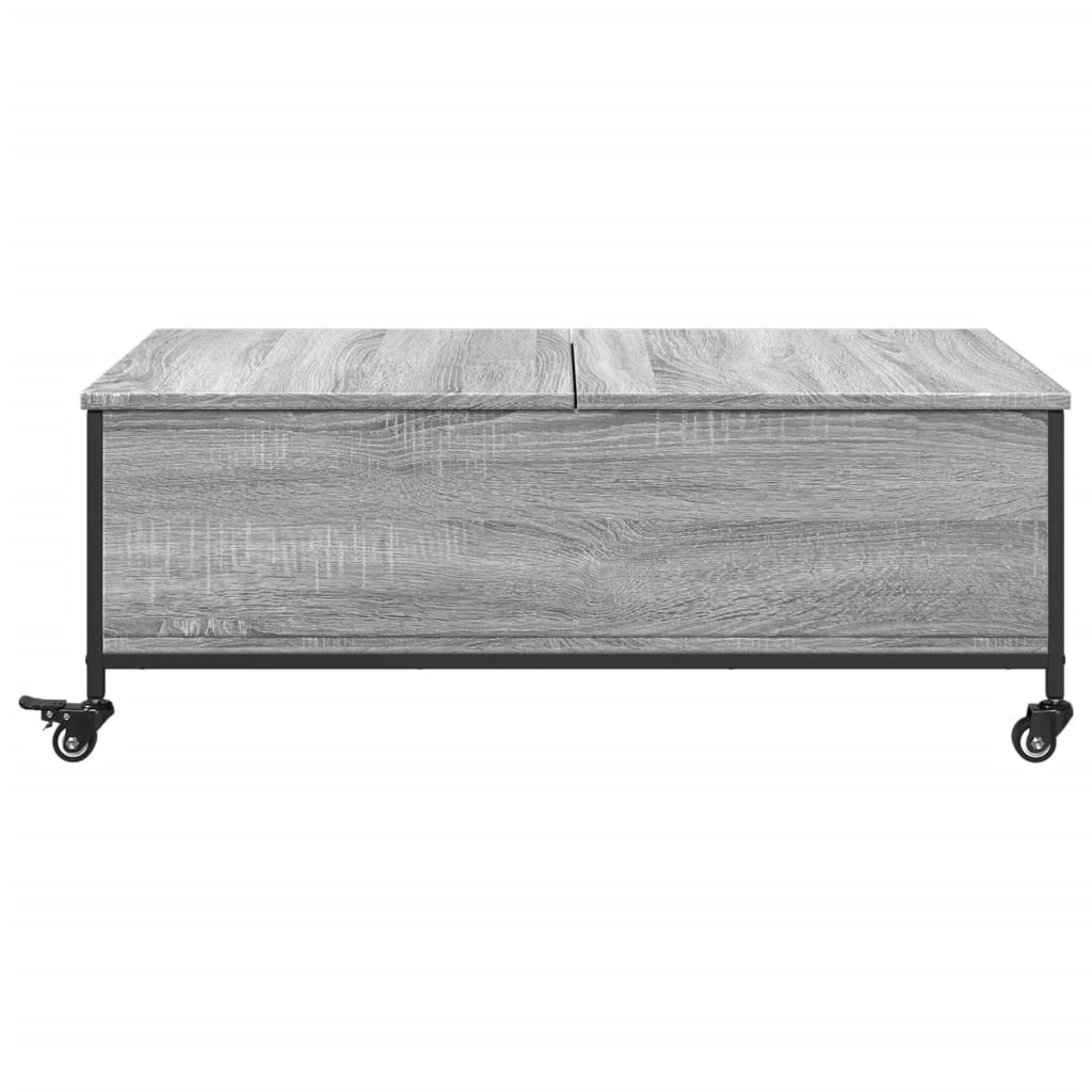 Salontafel met wielen 91x55x34 cm bewerkt hout grijs sonoma