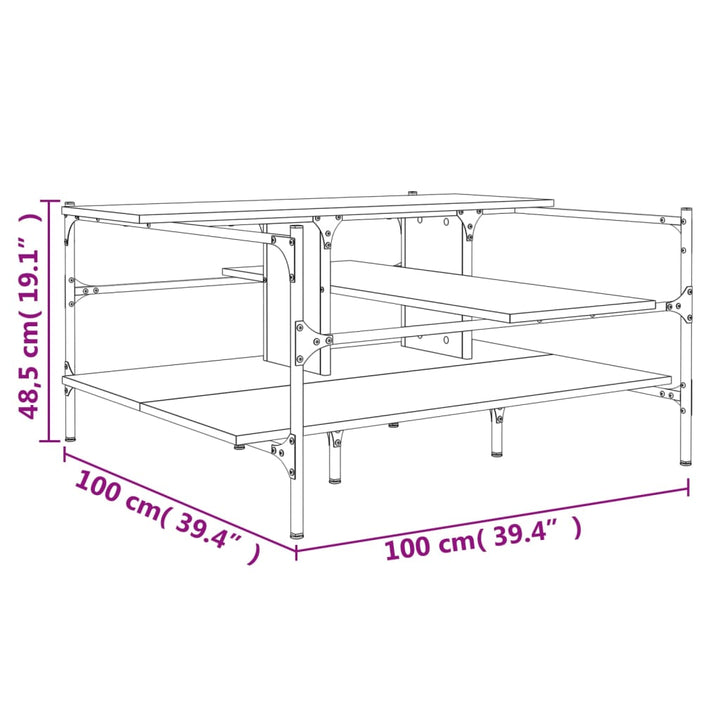 Salontafel 100x100x48,5 cm bewerkt  hout zwart