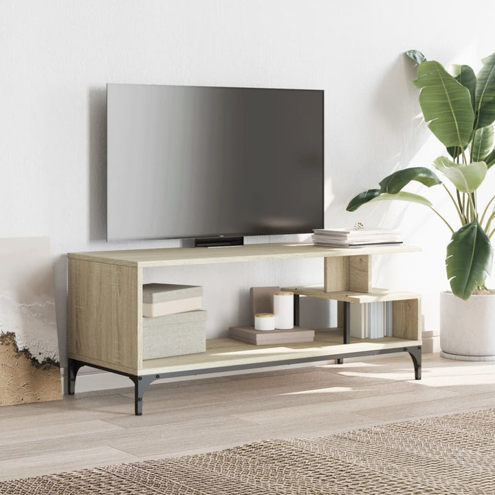 Tv-meubel 102x40x41 cm hout en gepoedercoat staal sonoma eiken