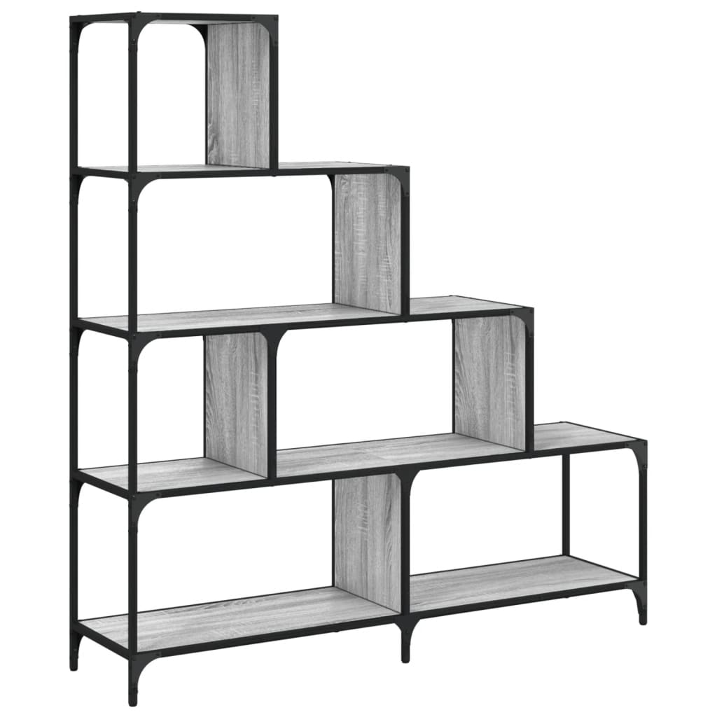 Boekenkast 4-laags 139x33,5x149 cm bewerkt hout grijs sonoma