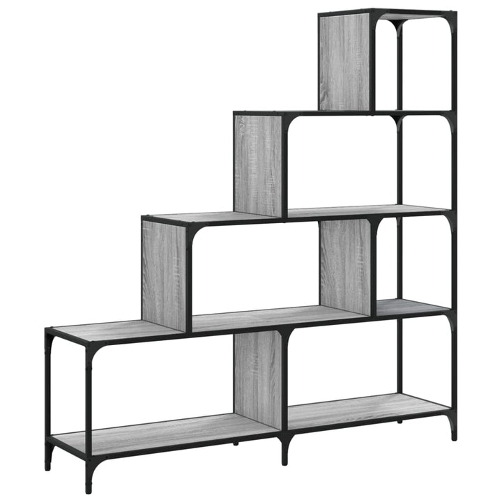 Boekenkast 4-laags 139x33,5x149 cm bewerkt hout grijs sonoma