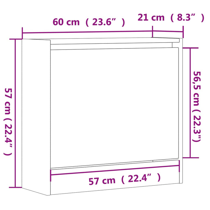 Schoenenkast 60x21x57 cm bewerkt hout zwart