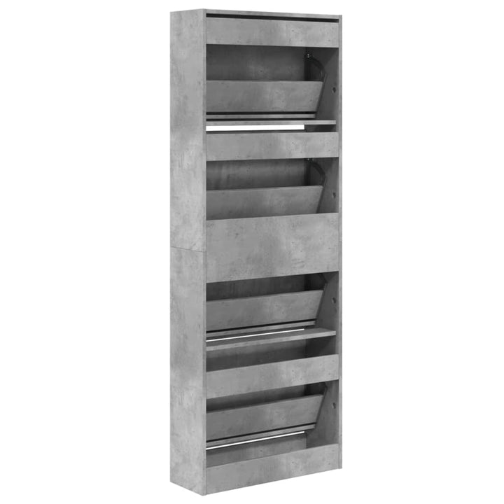 Schoenenkast 60x21x163,5 cm bewerkt hout betongrijs