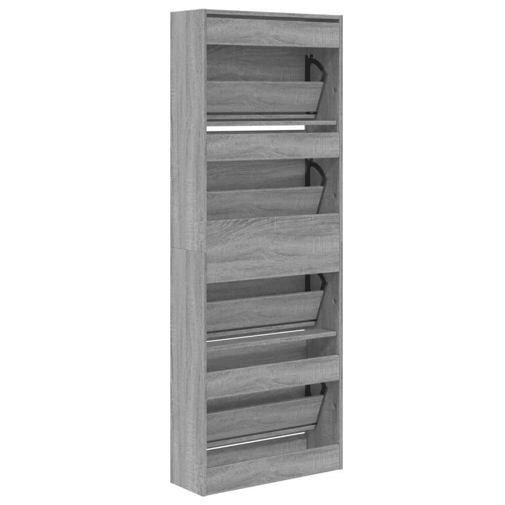 Schoenenkast 60x21x163,5 cm bewerkt hout grijs sonoma eiken