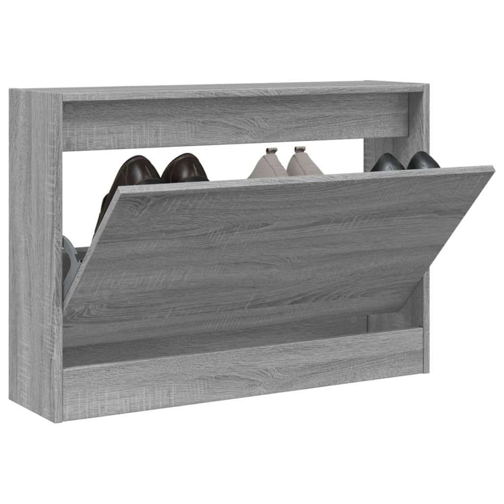 Schoenenkast 80x21x57 cm bewerkt hout grijs sonoma eikenkleur