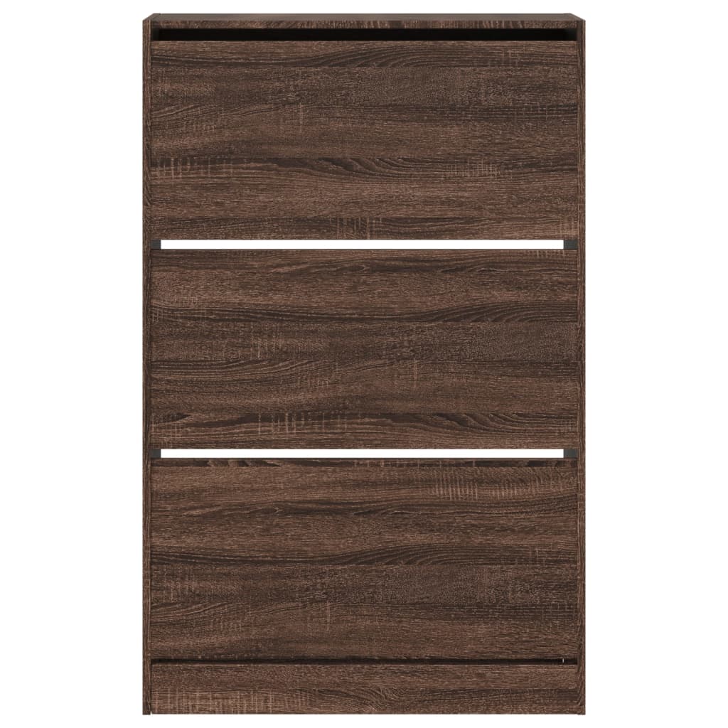 Schoenenkast 80x21x125,5 cm bewerkt hout bruin eikenkleur