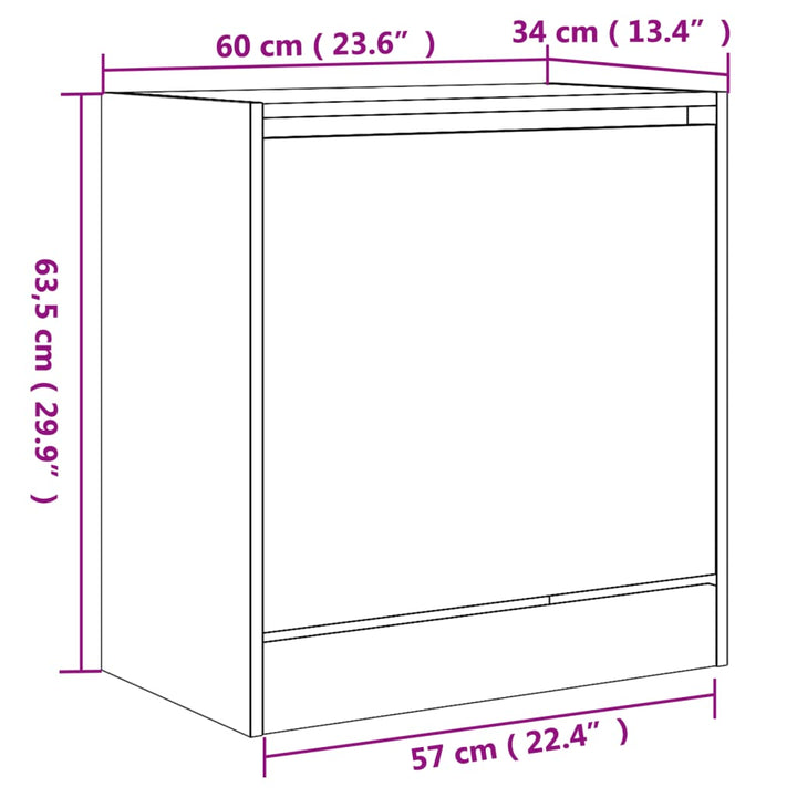 Schoenenkast 60x34x63,5 cm bewerkt hout wit