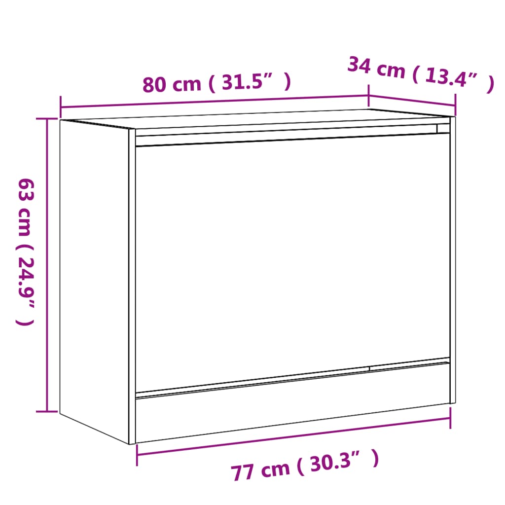 Schoenenkast 80x34x63 cm bewerkt hout wit