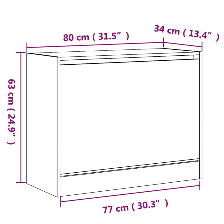 Schoenenkast 80x34x63 cm bewerkt hout sonoma eikenkleurig