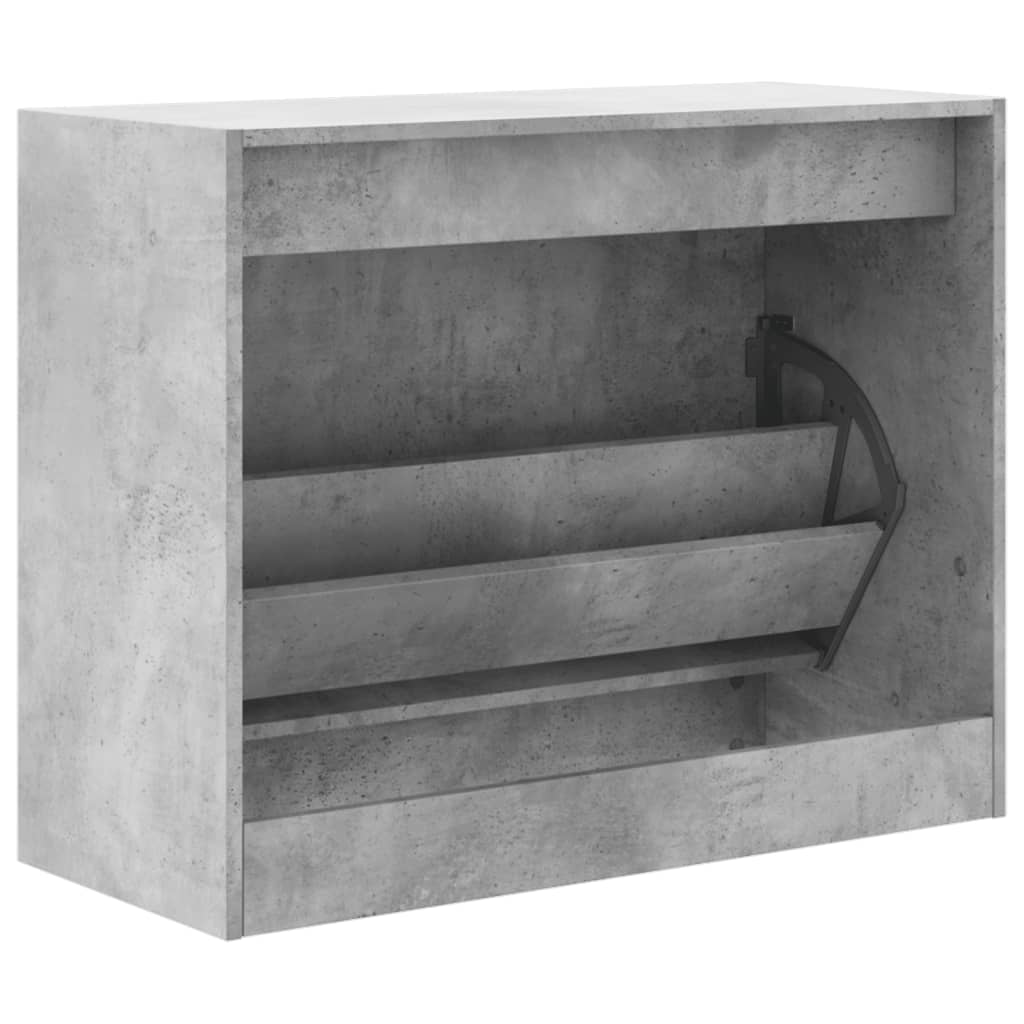 Schoenenkast 80x34x63 cm bewerkt hout betongrijs