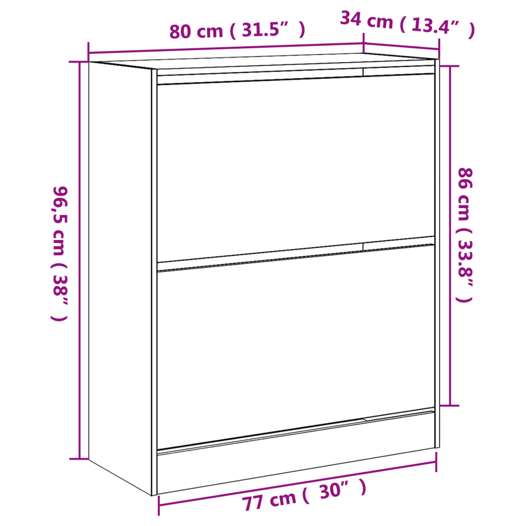 Schoenenkast 80x34x96,5 cm bewerkt hout wit