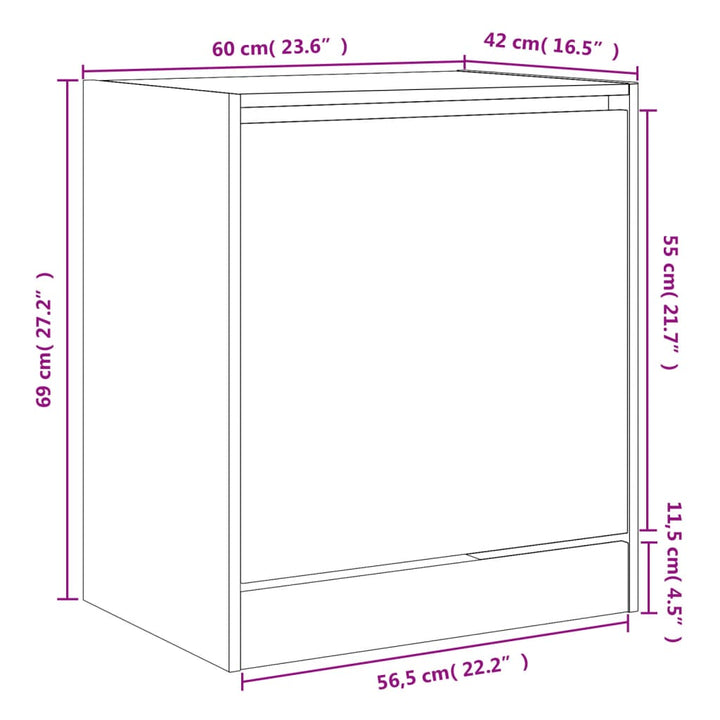 Schoenenkast 60x42x69 cm bewerkt hout zwart