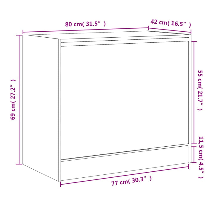 Schoenenkast 80x42x69 cm bewerkt hout wit