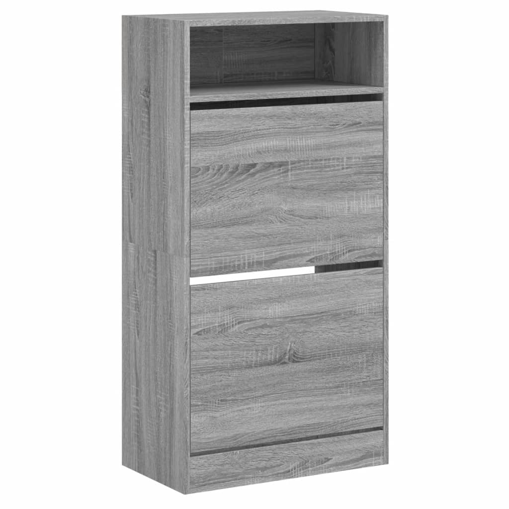 Schoenenkast 60x34x116 cm bewerkt hout grijs sonoma eikenkleur