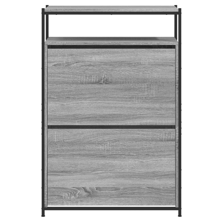 Schoenenkast 75x34x112 cm bewerkt hout grijs sonoma eikenkleur