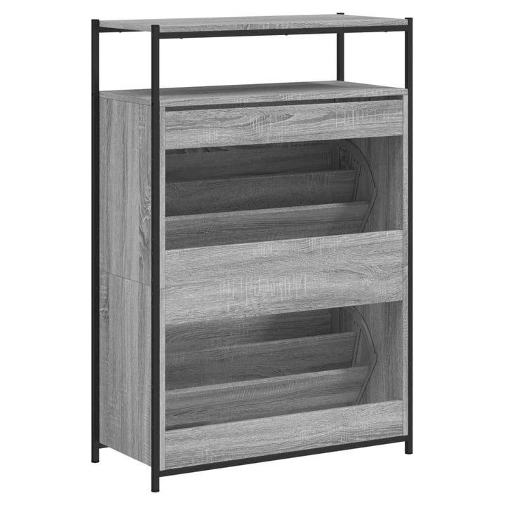 Schoenenkast 75x34x112 cm bewerkt hout grijs sonoma eikenkleur