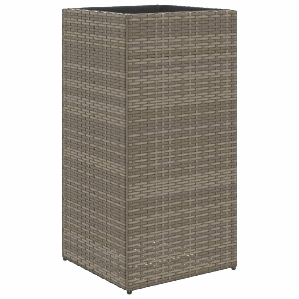 Plantenbak 40x40x80 cm poly rattan grijs