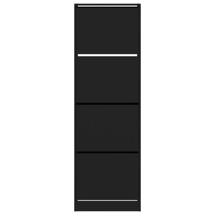 Schoenenkast met 4 klaplades 60x34x187,5 cm zwart