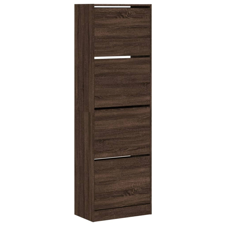 Schoenenkast met 4 klaplades 60x34x187,5 cm bruineikenkleurig