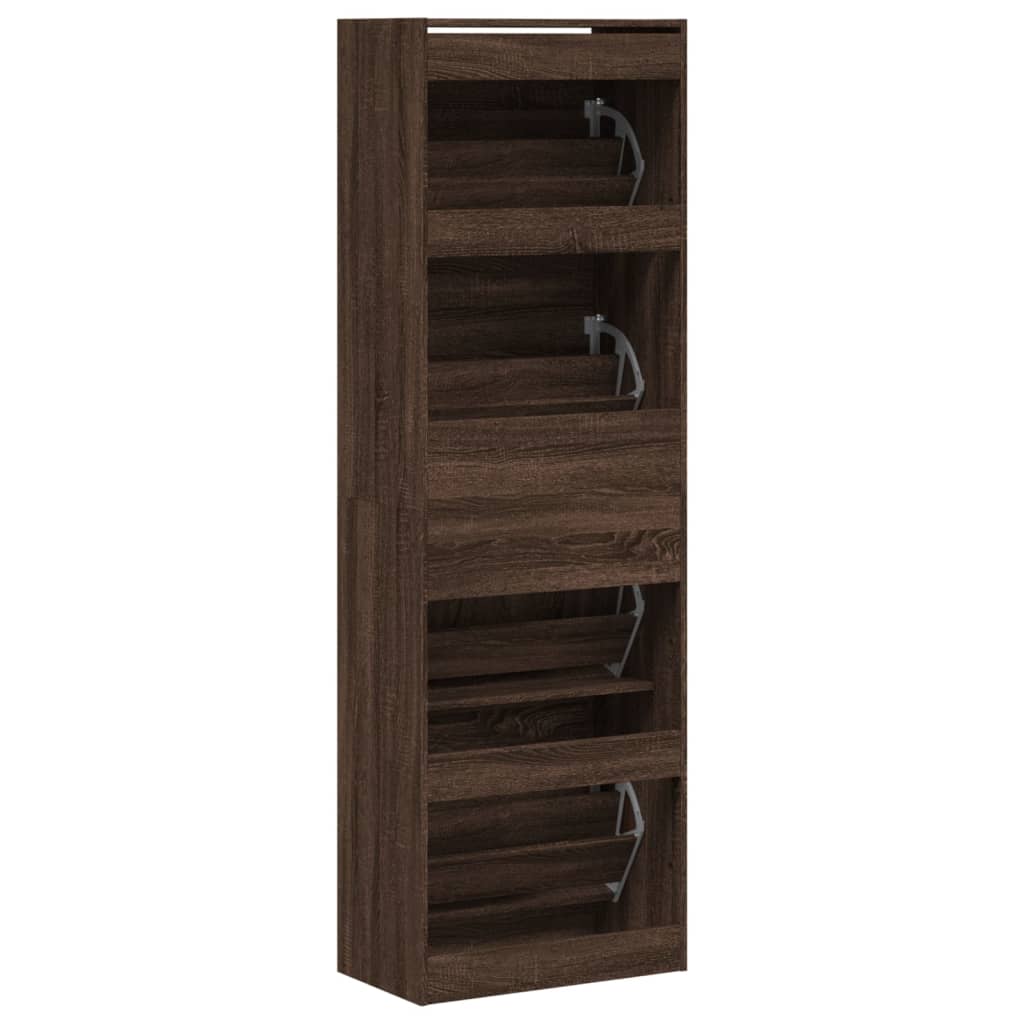 Schoenenkast met 4 klaplades 60x34x187,5 cm bruineikenkleurig