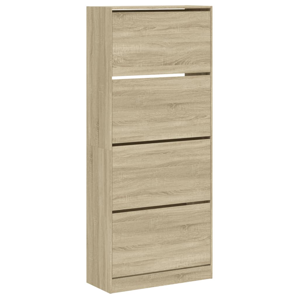 Schoenenkast met 4 klaplades 80x34x187,5 cm sonoma eikenkleurig